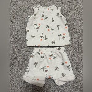 Cat & Jack Cream Palm Tree Print Tank and Shorts Set